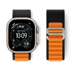 Alpine Nylon Strap for Smartwatch - Durable and Stylish Bracelet (Black orange)