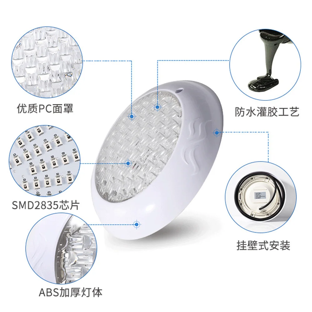 Description Picture 4 of item35W RGB LED Swimming Pool Light IP68 Waterproof 12V Outdoor Wall-Mounted UnderWater Fountain Lamp Pond LED Piscina Luz Spotlight