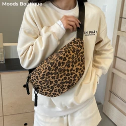 Large Size Leopard Prints Chest Bags For Women Canvas Large Capacity Shoulder Crossbody Bag 2024 Summer Latest Waist Fanny Pack