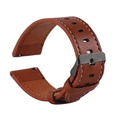 Premium Leather Watch Strap - Elegant Replacement Band for 22mm (Brown bk)