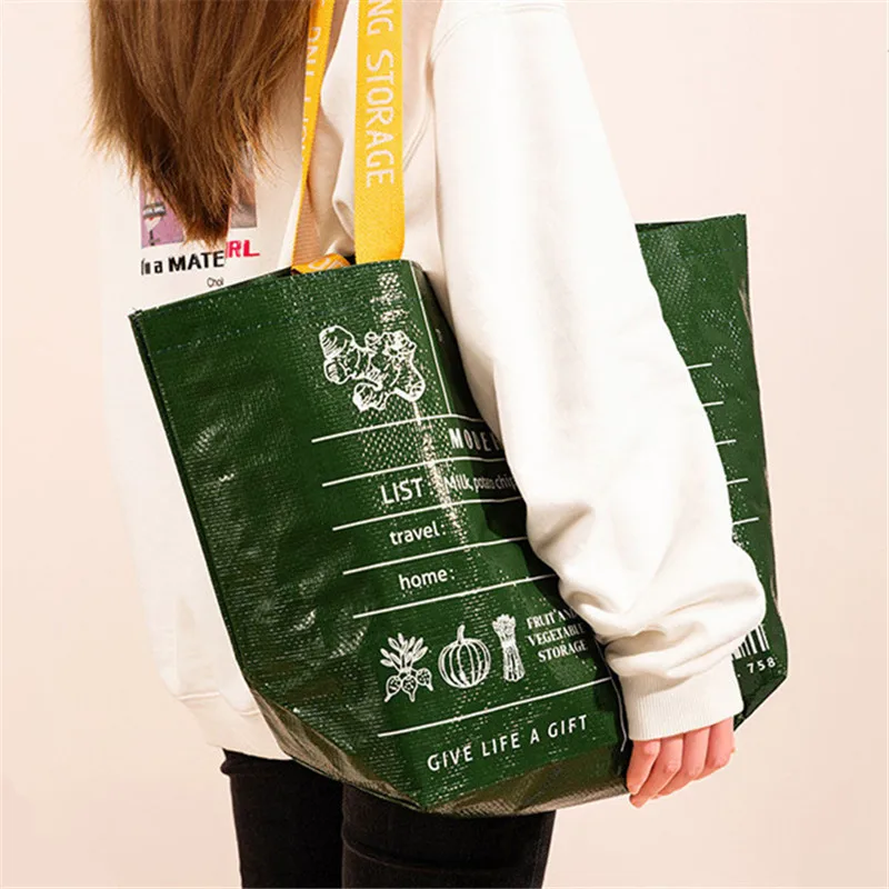Foldable Eco-Friendly Shopping Bag Waterproof Women's Shopper Grocery Shoulder Storage Bags Large Handbags Tote Pocket Pouch shopping bag for women canvas shoulder bags shopper eco handbag new fashion storage tote love print commute grocery handbags
