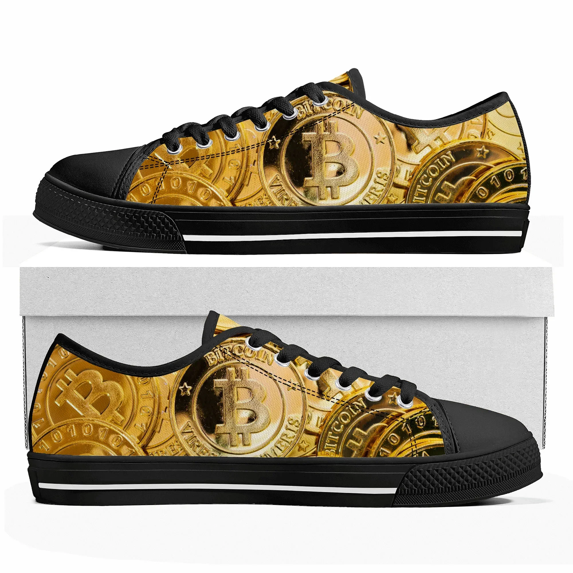 Bitcoin Cryptocurrency Miner BTC Coin Low Top High Quality Sneakers Mens Womens Teenager Canvas Sneaker Couple Shoes Custom Shoe