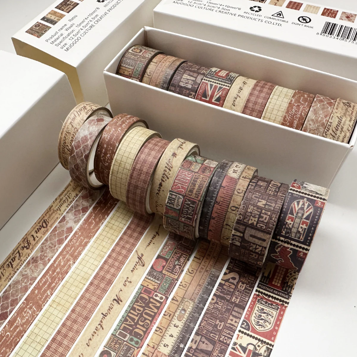 

10 pcs/pack Retro Grid Washi Tape Set Decoration Sticker Scrapbooking Diary Adhesive Masking Tape stationery school supplies