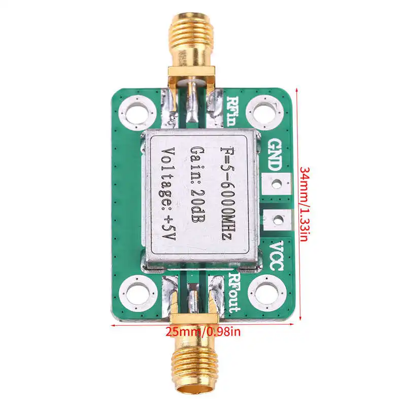RF Power Amplifier Module 5-6000MHz Gain 20dB Broadband VHF UHF