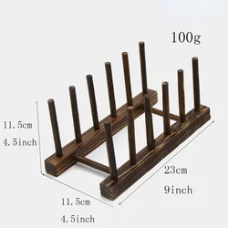 Eco-Friendly Wooden Dish Drying and Display Rack (Six pillars-black-A)