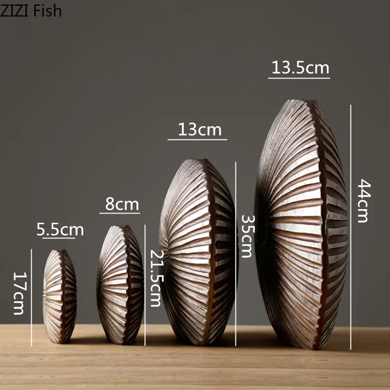 Resin Crafts Flower Arrangement Round Flower Vase Stripe Irregular Bumps Imitation Wood Texture Modern Home Decoration 6