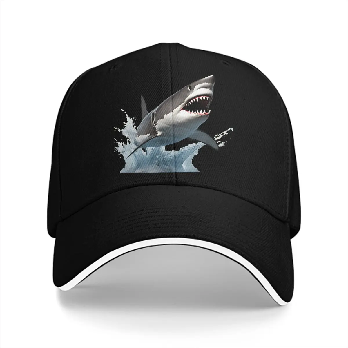 

Pure Color Dad Hats Real Life Shark In Vector Hat Sun Visor Baseball Caps Shark Wild Animal Peaked Cap