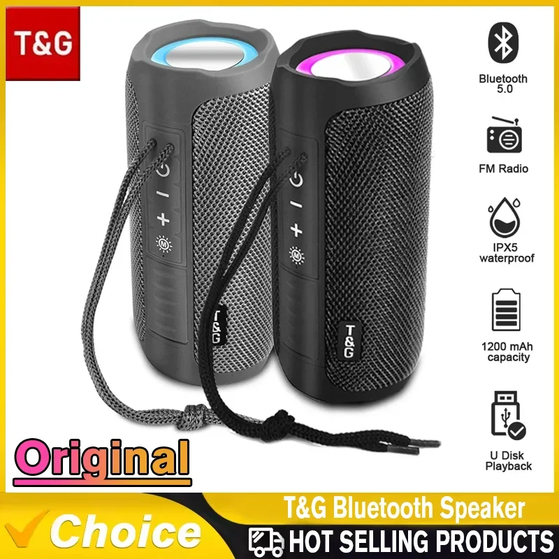 TG227 Waterproof Outdoor Portable Upright Wireless Compatible Speaker Music Player Support USB/ TF/ FM Radio Music Party