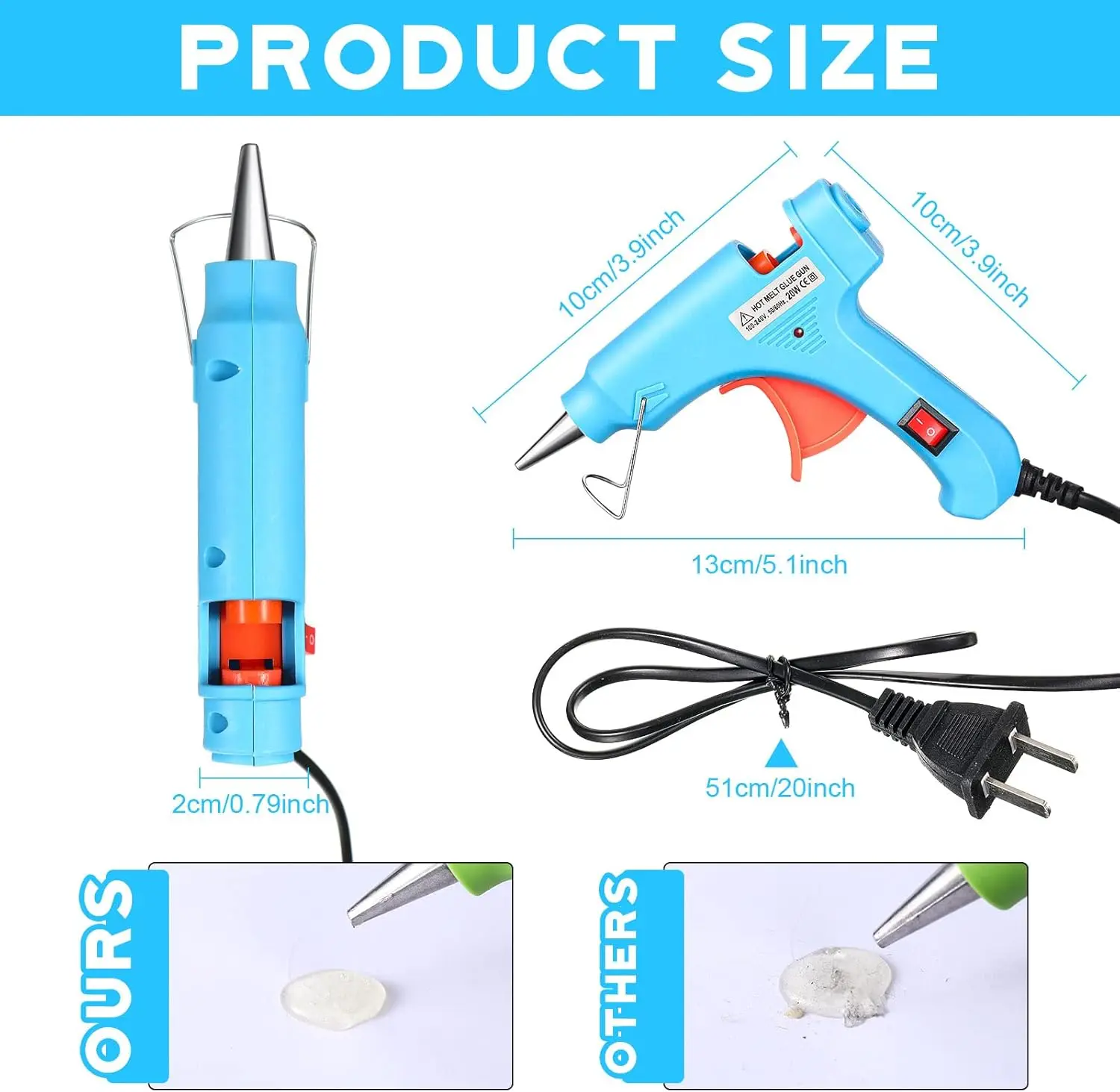 Hot melt glue gun hot glue gun 20W Mini Hot Glue Gun Fast Preheating Glue Gun for Christmas Crafts School DIY Arts Home Quick Repairs Use 7mm Sticks
