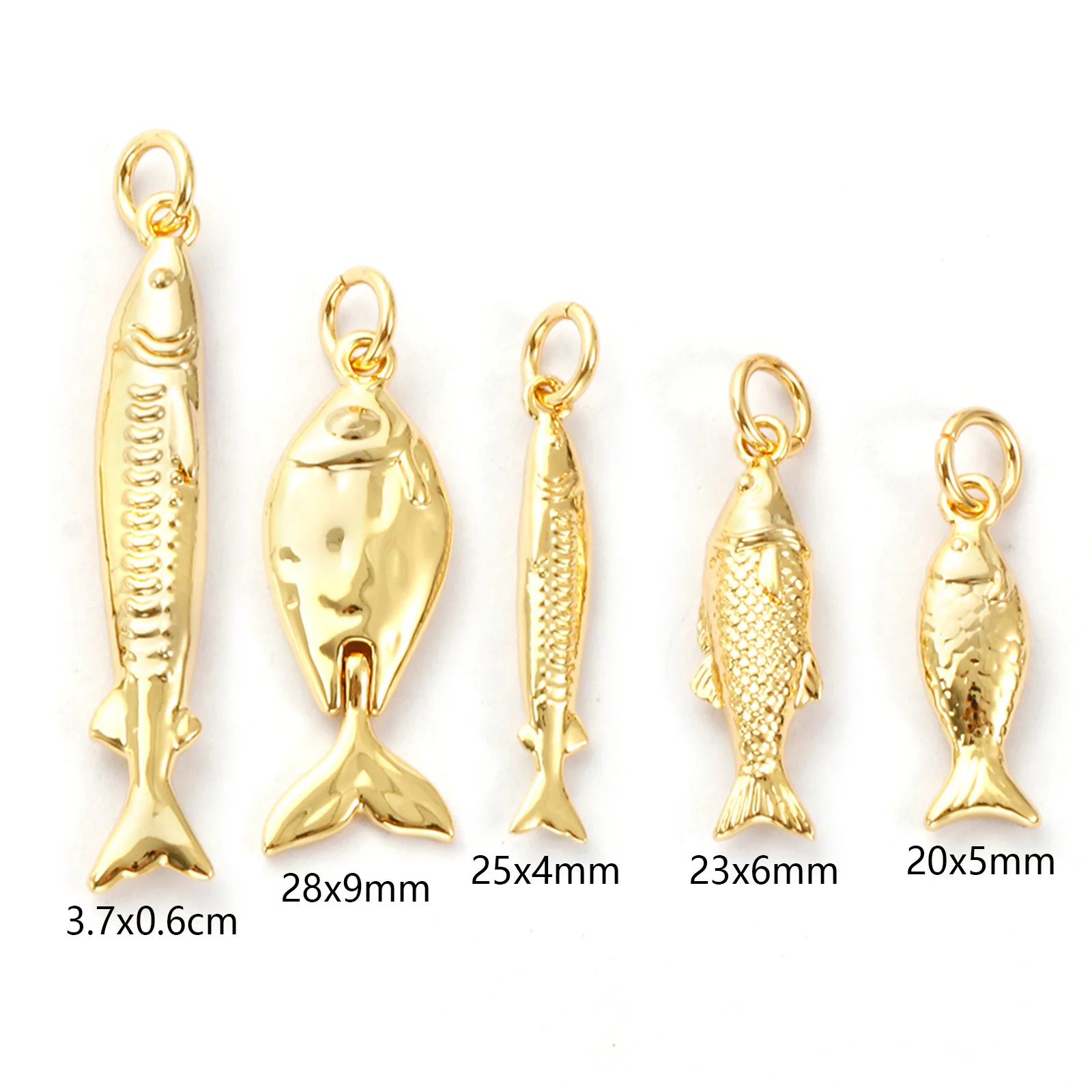 2 Stück Messing Ozean Schmuck 3D Fisch Tier Anhänger 18 Karat echt vergoldet Charms für DIY Halskette handgemachte Herstellung von Erkenntnissen – Detail 1