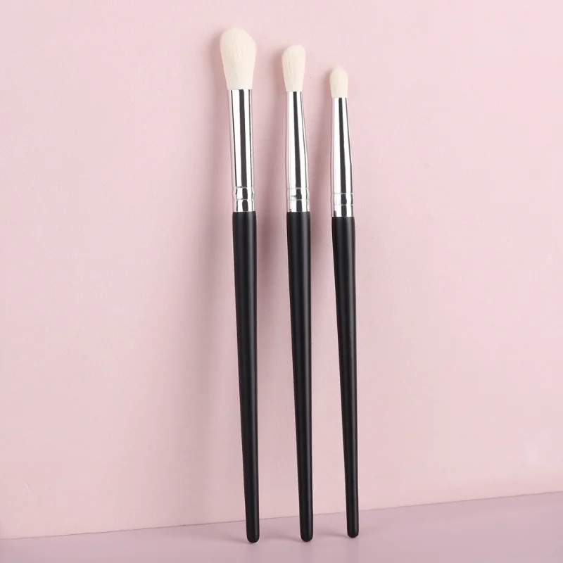 3 Pcs Wood Handle Fiber Eyeshadow Brush Tapered Crease Blending Brush