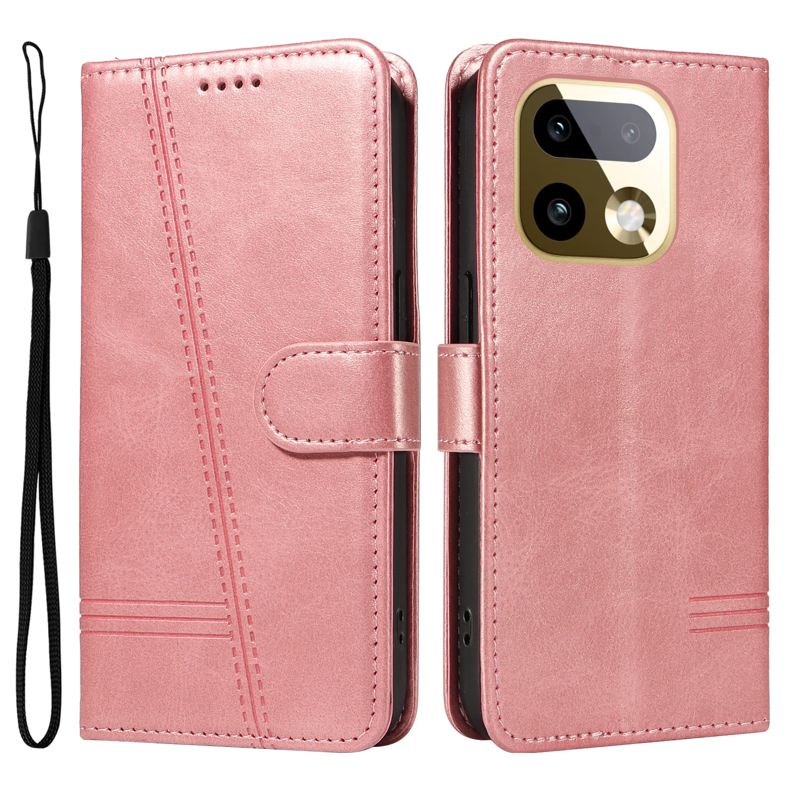 Leather Flip Wallet Card Holder Case with Kickstand and Book Cover Design, Compatible Smartphones
