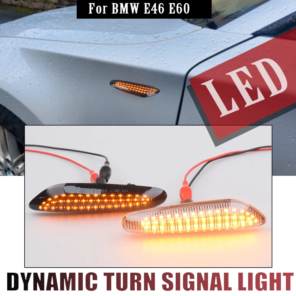 2 Ampoules Clignotantes LED Dynamiques Pour BMW Série 5 E60 E61 - W5W T10 Orange - Neuf