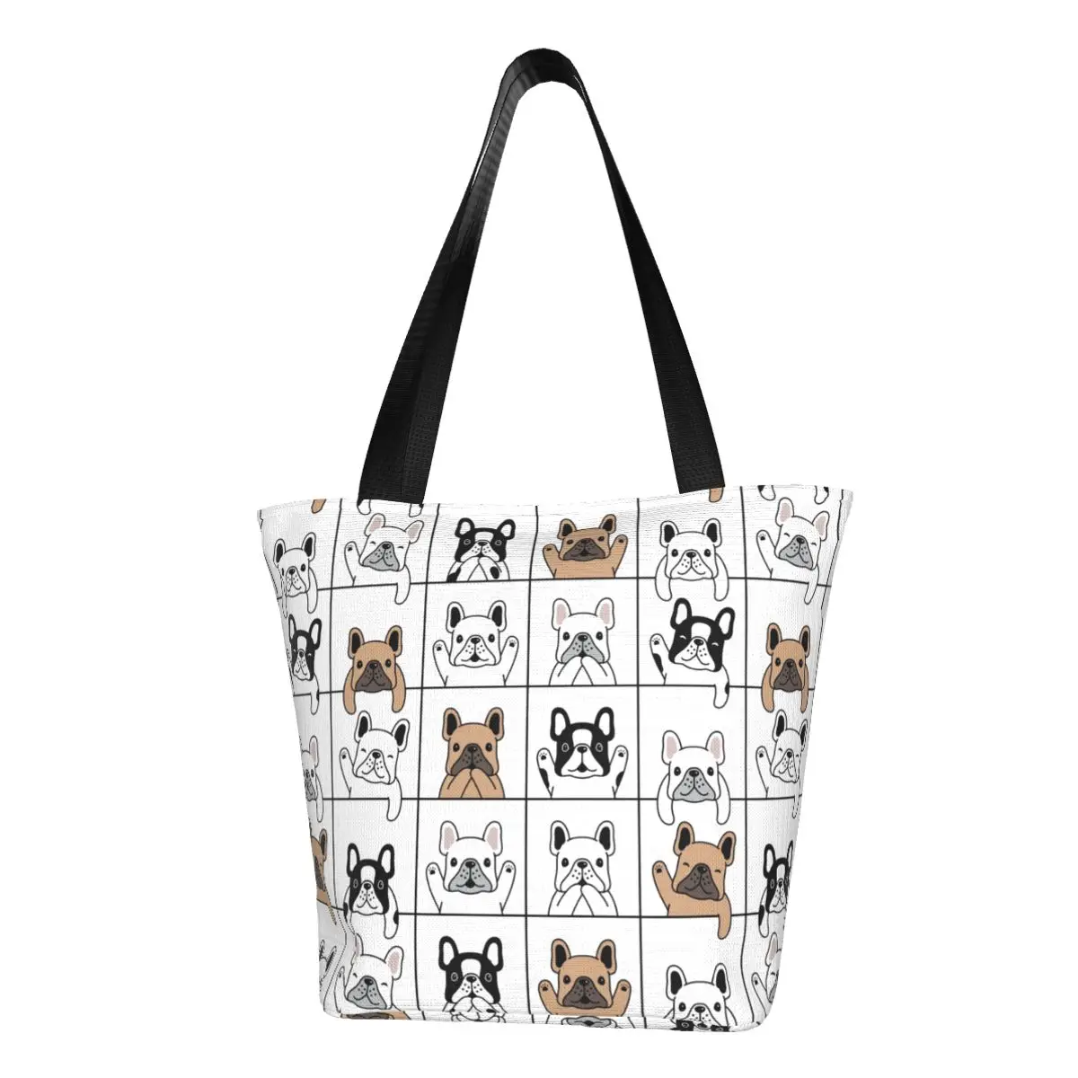 

Милые сумки для покупок в виде французского бульдога и щенков, холщовые сумки для покупок, сумки на плечо, вместительные портативные сумки для домашних животных и собак