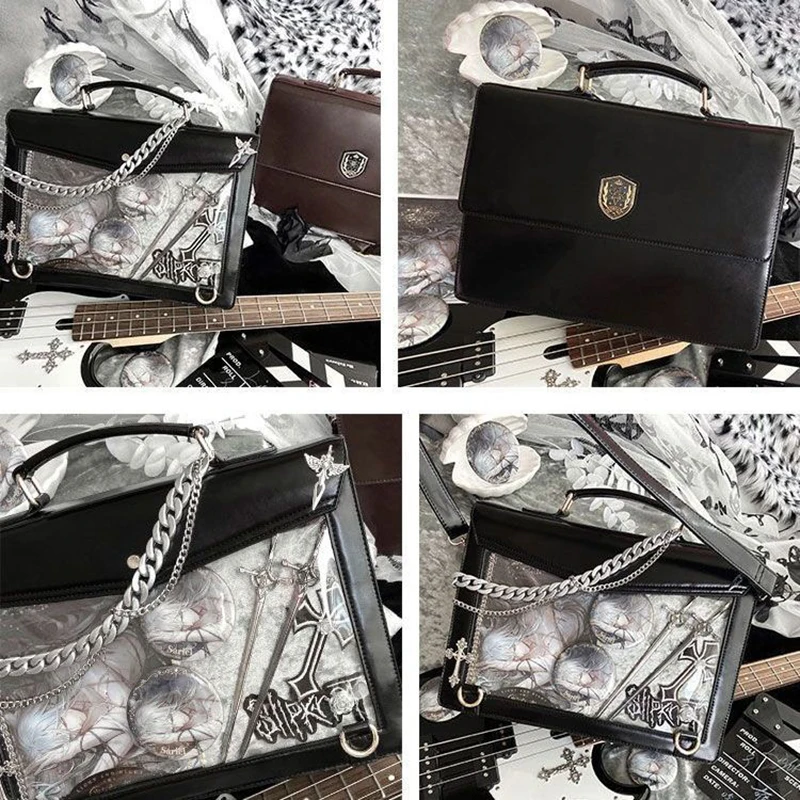Japan Style Girls Lolita JK Backpacks Satchels HandBags Students School Transparent Layer Briefcases Laptop Shoulder Bags 6
