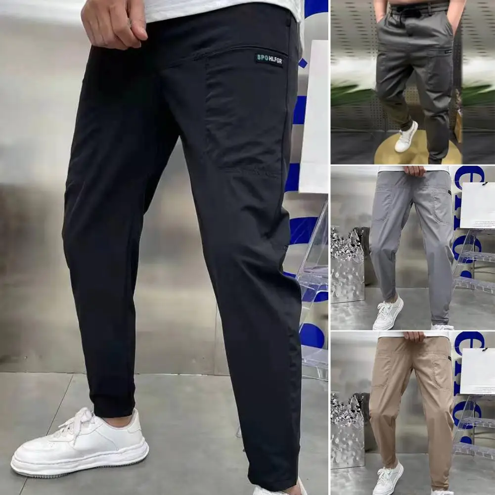 

Men Pencil Pants Stylish Slim Fit Ice Silk Men Pencil Pants Solid Color Men Pants Pure Color Men Pants Men Clothes
