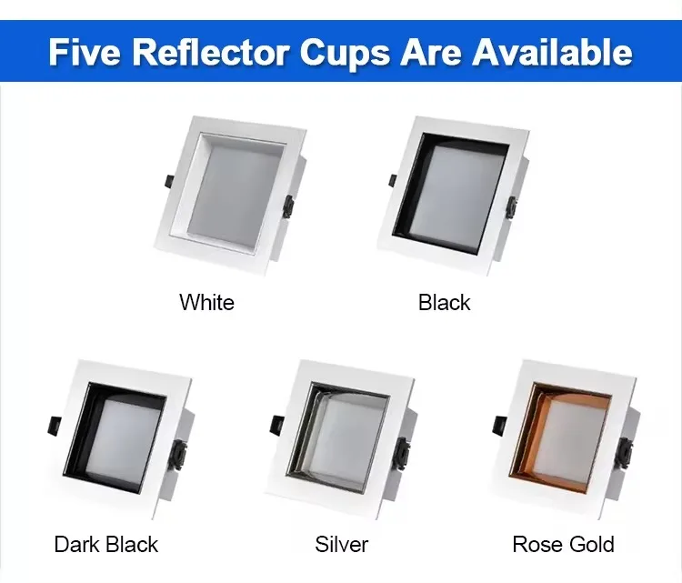 Square Anti-glare Recessed LED Downlight Lamp 9W 12W 15W 18W 24W 36W Dimmable Ceiling Spot Panel Bulbs Home Store Lighting