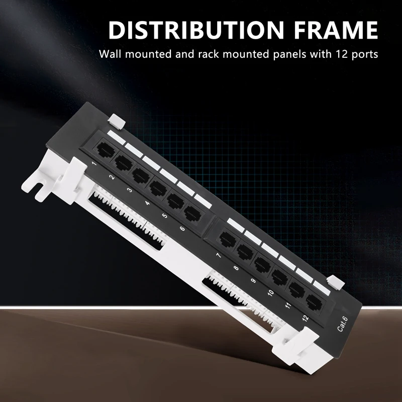 Network Tool Kit 12 Port Cat6 Patch Panel Rj45 Networking Wall Mount Rack Mount Bracket