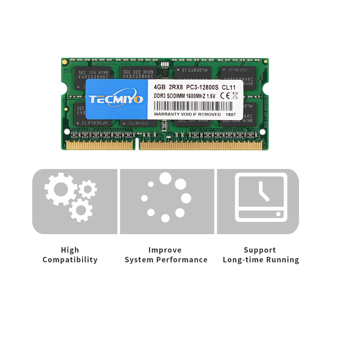 Laptop Ram Memory TECMIYO Laptop Memory RAM DDR3 DDR3L 8GB 4GB 1600MHz 1333MHz SODIMM 1.35V 1.5V PC3/PC3L-12800S PC3-10600S Non-ECC 1PCS
