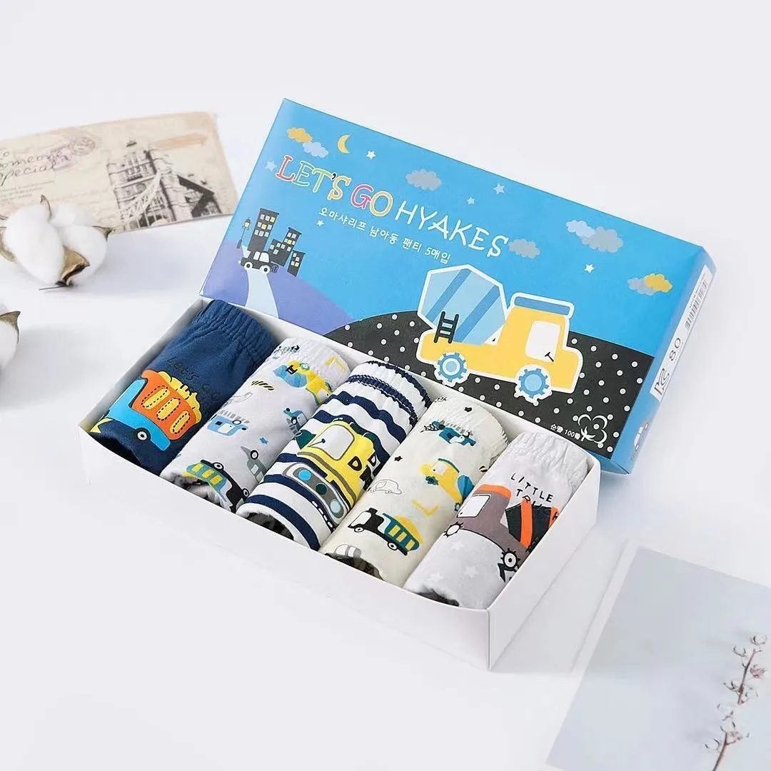 5Pcs/Set Assorted Styles Cute Cartoon Boys Underwear Panties Cotton Panty Boy Children Soft Underpants Breathable Boys Briefs 2