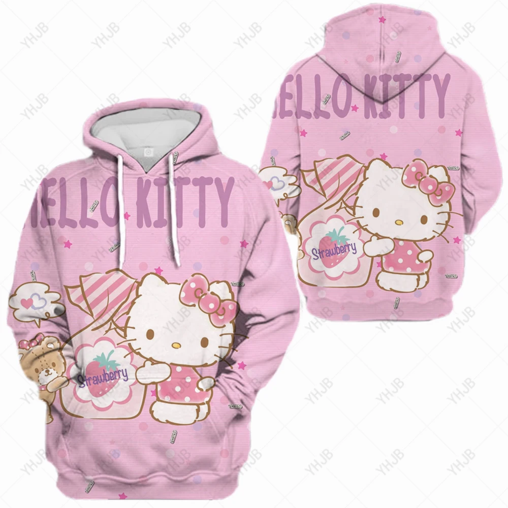 

Cartoons Hello Kitty Print Women Hoodie Oversized Sweatshirt Loose Crewneck Hoody Crewneck Pullover Children's hoodie