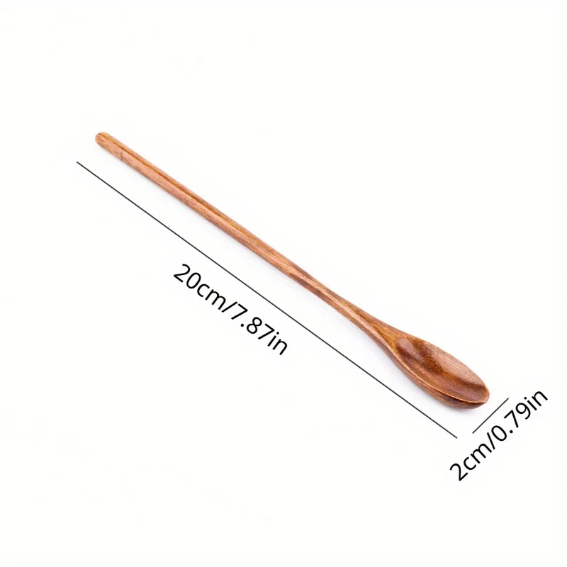 1pc Exquisite Handmade Wooden Stirring Spoon Western Style Long Bing Spoon with Honey Coffee Stirring