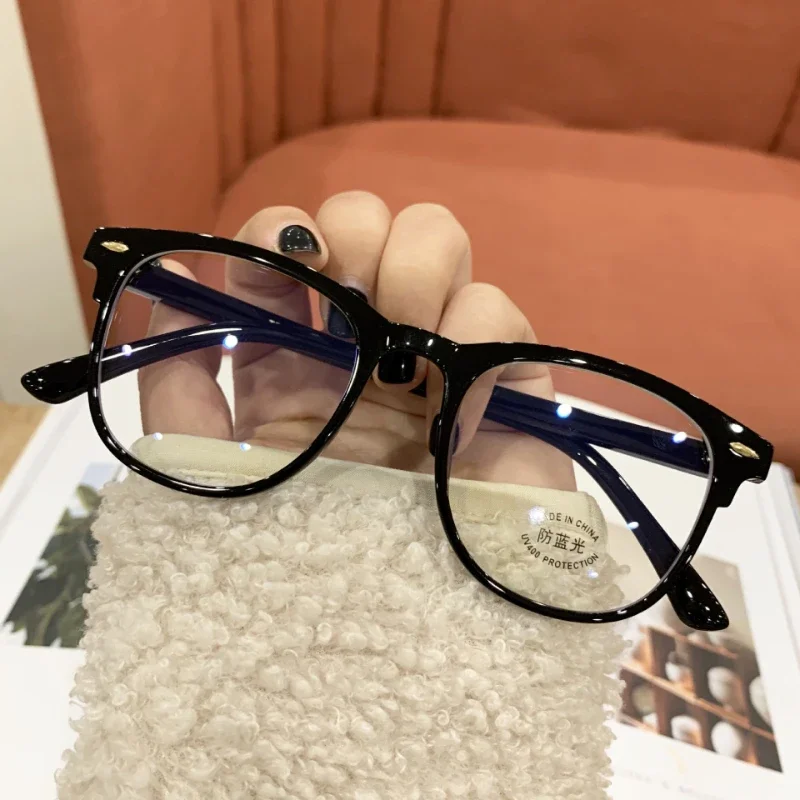 Transparent Women's Finished Myopia Glasses Blue Light Blocking Clear Lens Minus Diopter Eyeglasses Fashion Ladies Round Eyewear