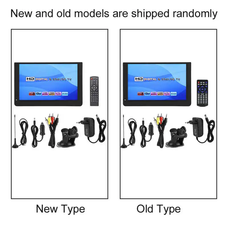 12in Portable Digital TV portable tv 1280x800 HD LED Handheld Television Player 1500mah Rechargeable Battery for Home Car 110-240V