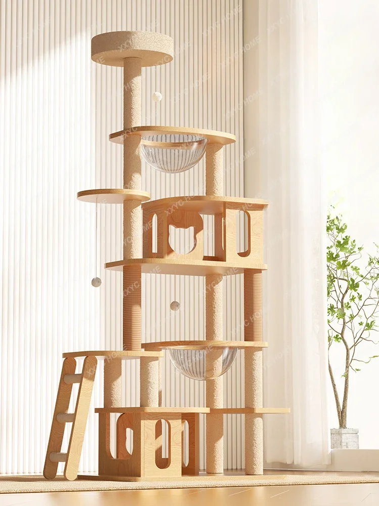 

Climbing Frame Cat Nest Cat Tree Integrated Large Space Capsule Solid Wood Ceiling Pillar Cat Rack Jumping Platform