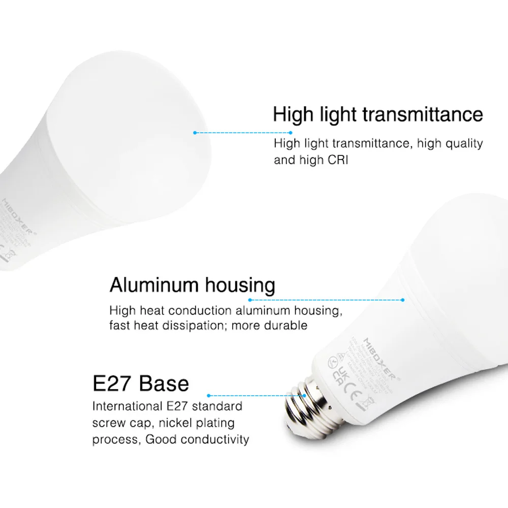 Miboxer 지그비 3.0 RGBCCT LED 전구, 와이파이 램프 앱 아마존 음성 제어 AC110V-220V, FUT105ZR E27, 12W, FUT103ZR, 4W, FUT106ZR, 6W, GU10