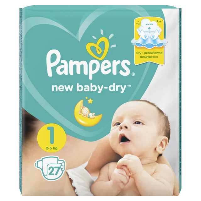 Памперс New Baby-Dry подгузники 2-5 кг, Размер 1, 27 шт. 1