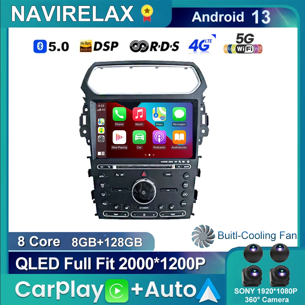 

10 дюймов Android 13 для Ford Explorer Smart 2011 - 2019 автомобильный стерео монитор Радио авторадио мультимедийный видеоплеер навигация GPS