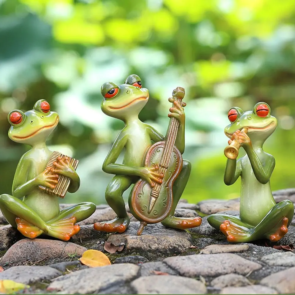 Crafts Resin Frog Statue Creative Cute Animal Sculpture Handicraft Simulated Miniatures Figurine Office