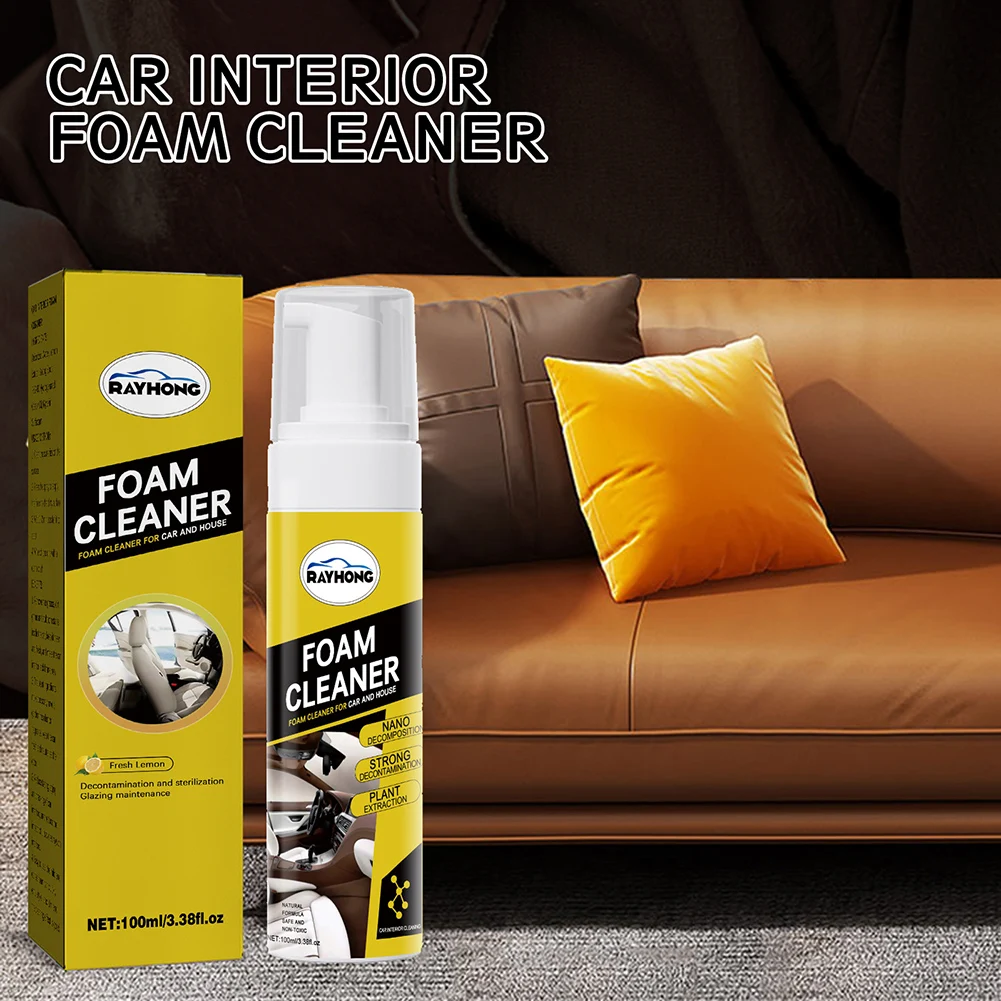 

100/200ml Car Interior Leather Clean Multifunctional Foam Cleaner Car Interior Strong Decontamination Ceiling Seat Clean