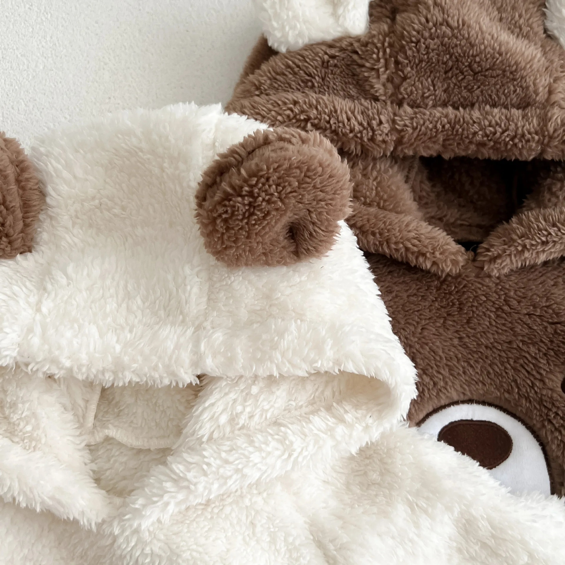 Grenouillère Bébé Polaire Avec Capuche à Oreilles D'ours - Pieds Intégrés - Taille 3-24 Mois - Pour Hiver - 6