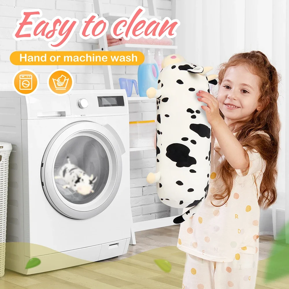 48cm Soft Cow Plush Toys White Black Dot Long Cow Doll Stuffed Animals for Girls Nap Pillow Dairy Long Doll Kids Birthday