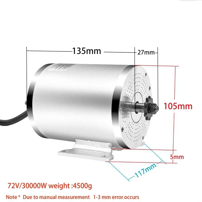 Moteur électrique 72V 3000W Sans Balais - Kit Conversion Vélo, Dirt Bike, Go Kart