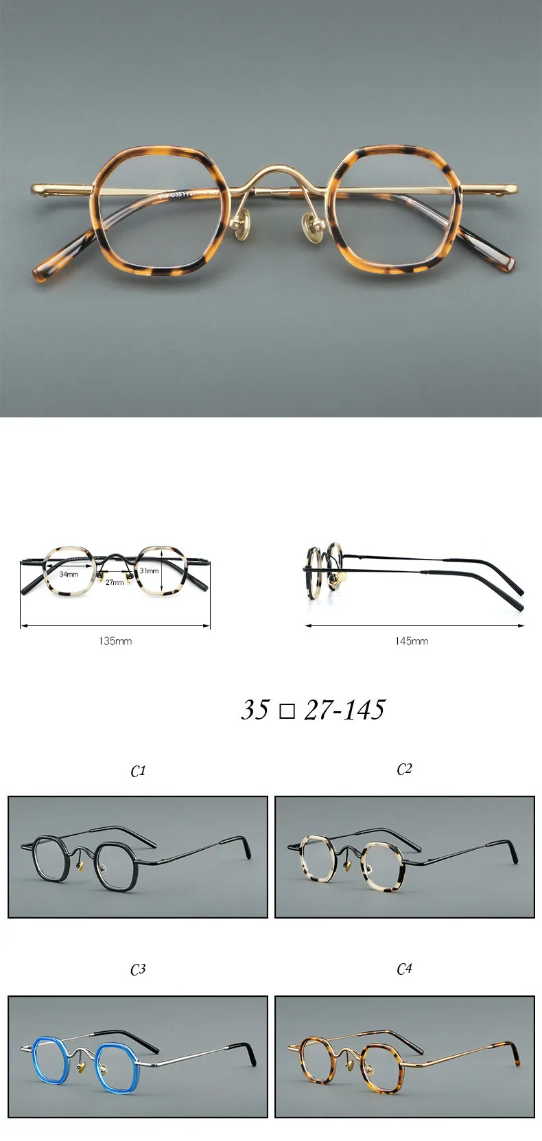 CCspace Women's Full Rim Round Acetate Alloy Reading Glasses