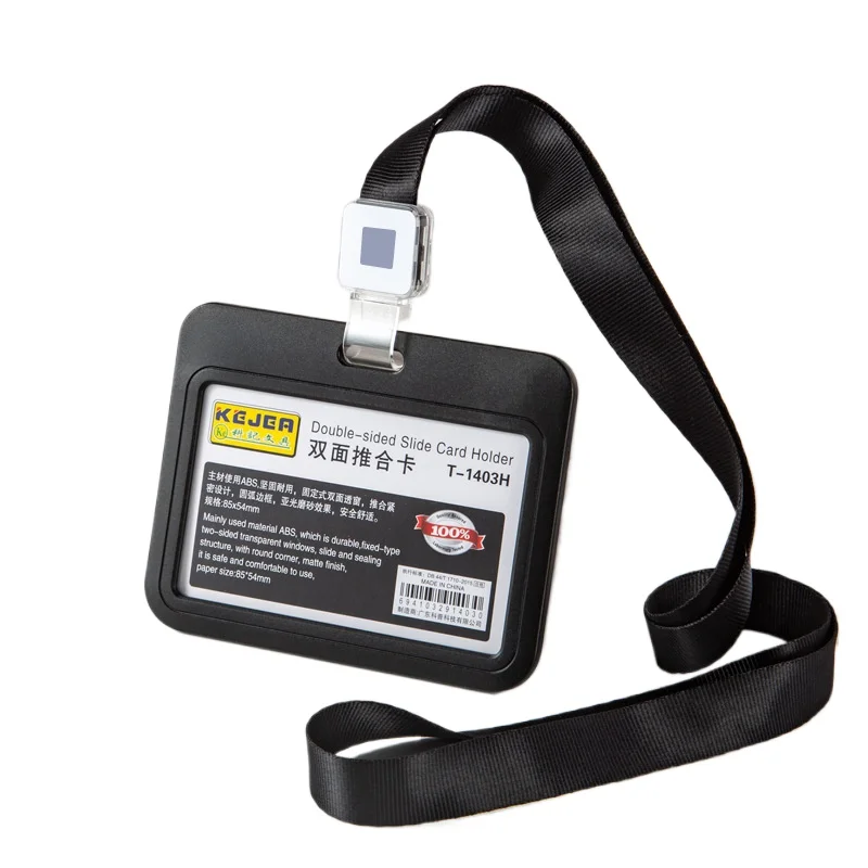 1Set Slide Badge Holder Working Permit Sleeve Case with Lanyard Double Sided Push Card Cover Case Neck Strap for Staff Workers wallet card holder card holder credit card holder card wallet id card holder id card case wallet card bag business card holder document card wallet card sleeve
