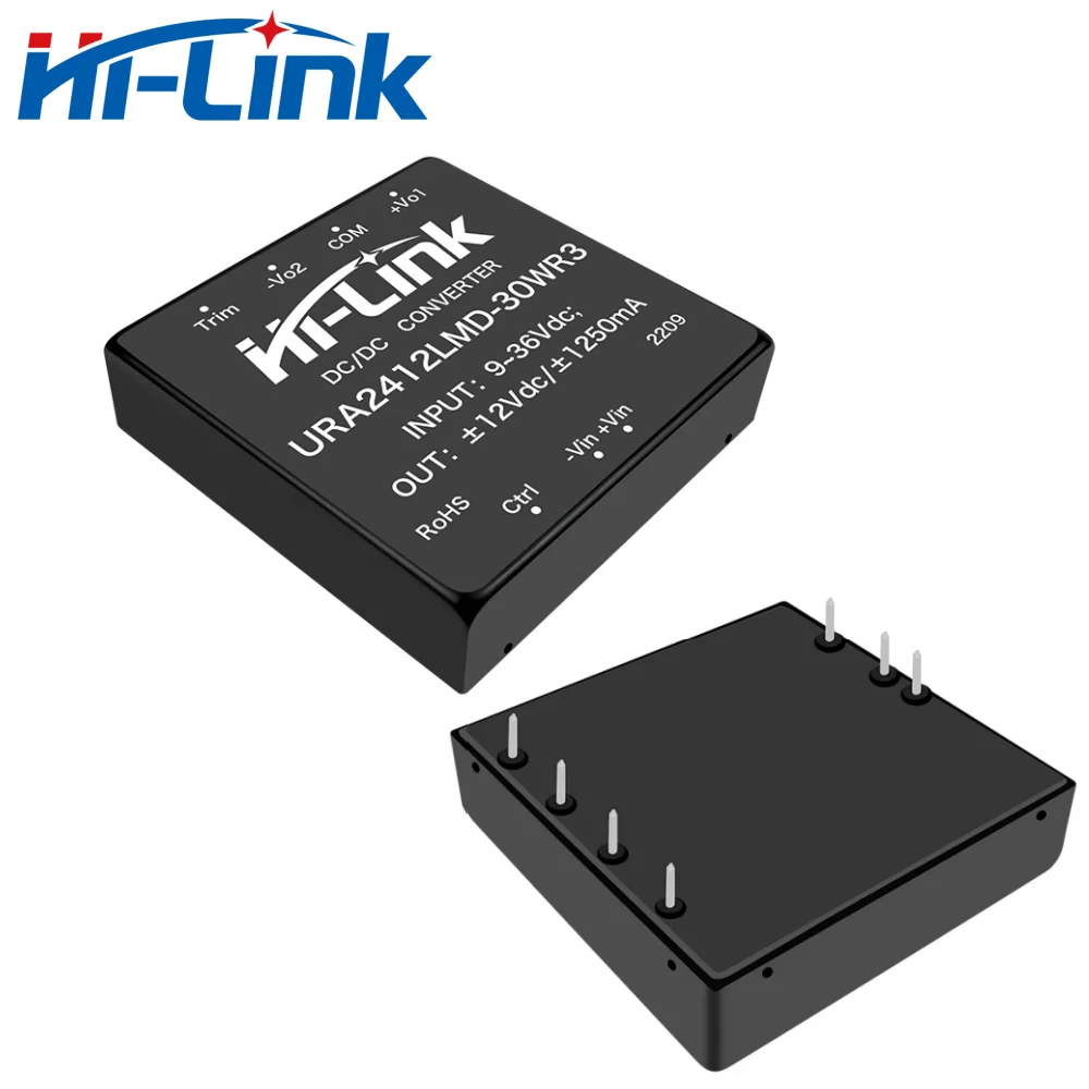 Hi-Link 24V to 12V 15V Dual Output 30W DC DC Power Supply Module URA2412LMD-30WR3 Mini Isolated Power Coverter
