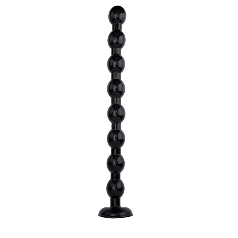 Plug anal souple à billes et long dildo en silicone pour anus_voghion.com