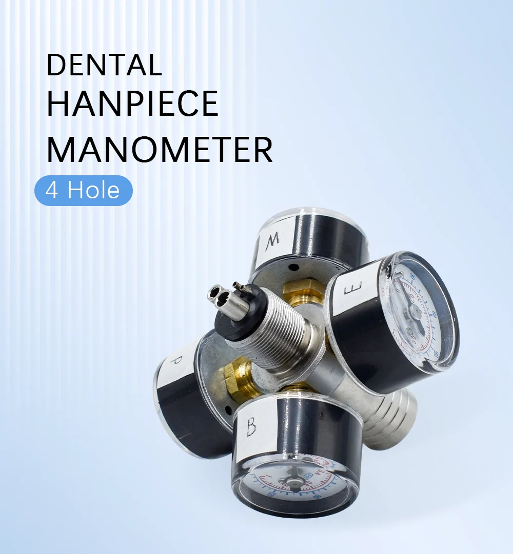 Dentalstuhl-Manometer mit 4 Anschlüssen für Hochgeschwindigkeits-Handstücke – Druckprüfer für Luft und Wasser