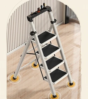 Scala pieghevole a 3/4 gradini Scale pieghevoli per uso domestico antiscivolo Sgabello alto Sedia da cucina Scaletta Sgabello Scaletta pieghevole per casa 1