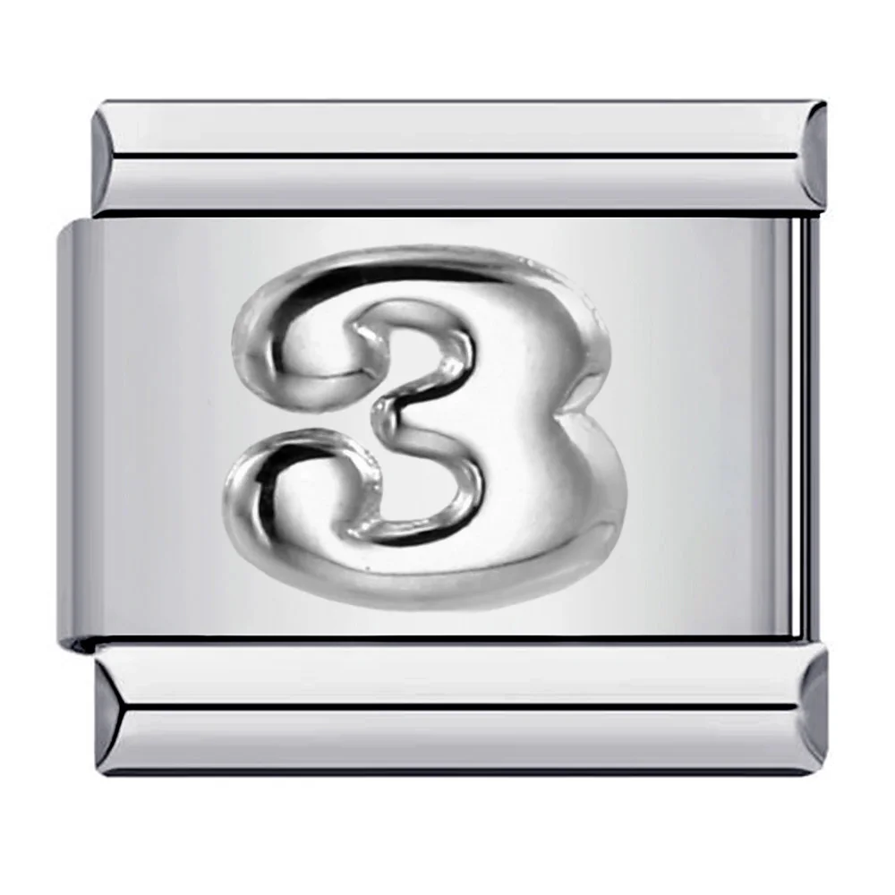 1pc Edelstahl Charms Italienische Link Fit 9mm Armband Neue Design Silber Farbe 0-9 Figur Nummer, der DIY Schmuck Armbänder – Detail 3