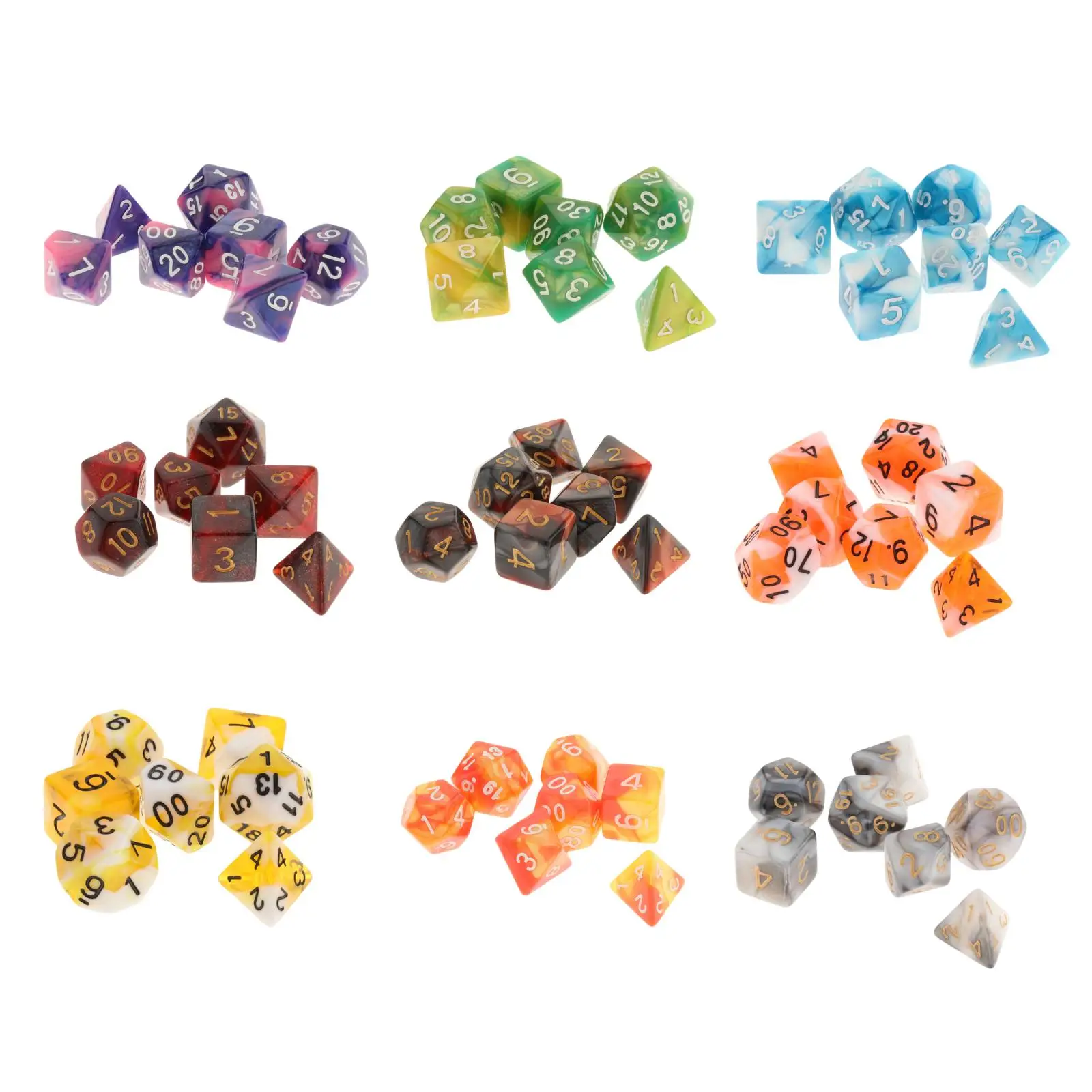7pcs Polyhedral Dices Multi Sided Acrylics For DND RPG Board Game Accessories 