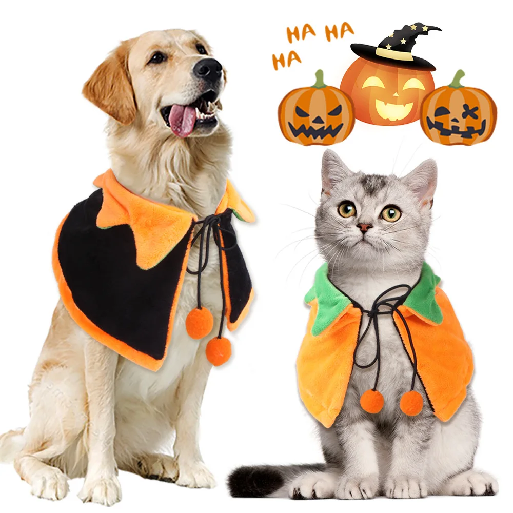 

Halloween New Double Sided Cloak Hat Set Halloween For Small Dog Cat Pumpkin Cute Costume Cosplay Clothing Accessories Jewelry
