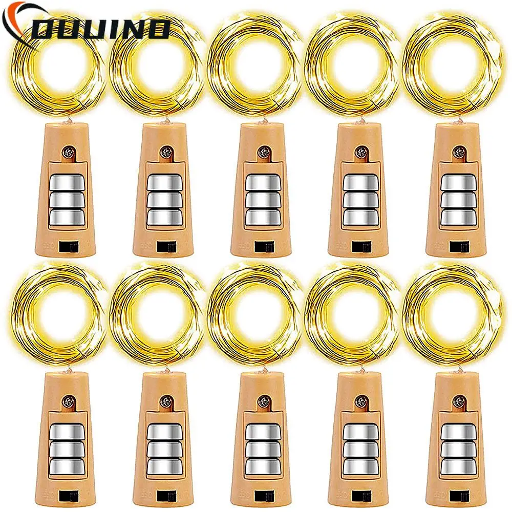 10Pcs 2M 3M Led String Lights Rame Silver Wire Fairy Light Garland Bottle Stopper Per Glass Craft Wedding Christmas Decoration