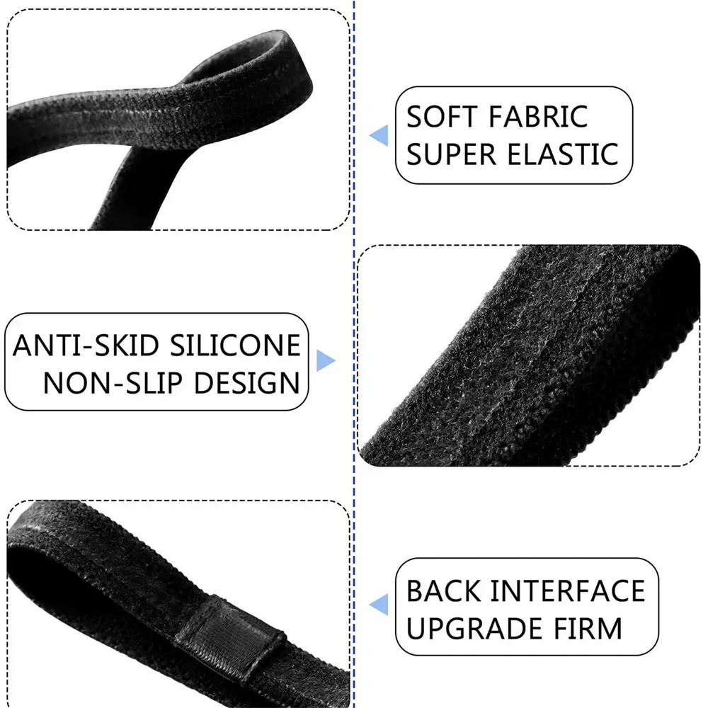 Description Picture 6 of item4 Pieces Non-Slip Elastic Sport Headband Black Stretchy Hair Band Sports Yoga Running Headband For Women Girls