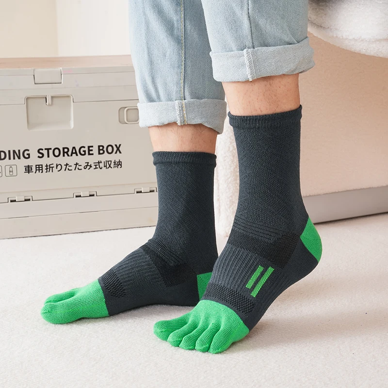 1 Paar kurze Zehensocken für Sport und Herren, Kompressions-Baumwolle, schweißabsorbierend, jung, lässig, antibakteriell, atmungsaktiv, Fünf-Finger-Socken – Detail 9