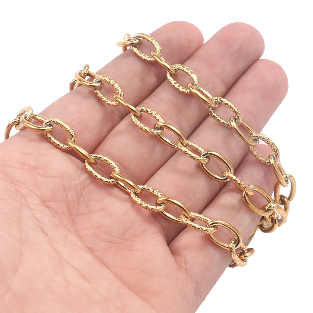 1 Meter Chunky Gold Stainless Steel Cuban Chain for Hip Hop Jewelry Crafting